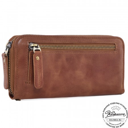  Кожаное портмоне Амстердам (рыжий антик)